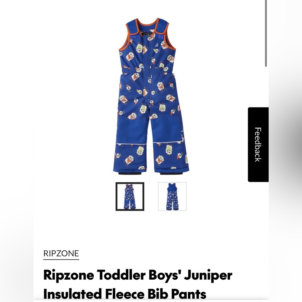 Ripzone Blue Toddler Boys' Insulated Bib Pants